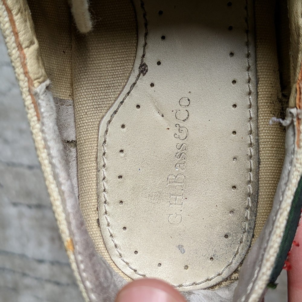 GH Bass & Co beige textile upper oxford shoes size 8.5 - Picture 12 of 15